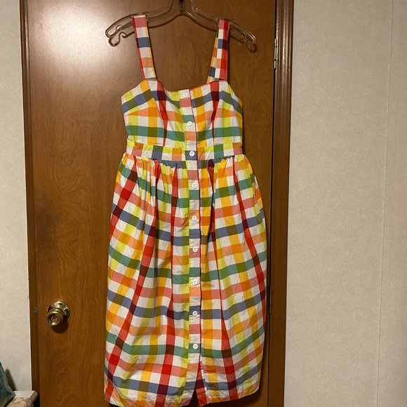 CHRISTOPHER JOHN ROGERS Sz 4 Multi-Color Plaid Dress Pockets - Picture 2 of 9